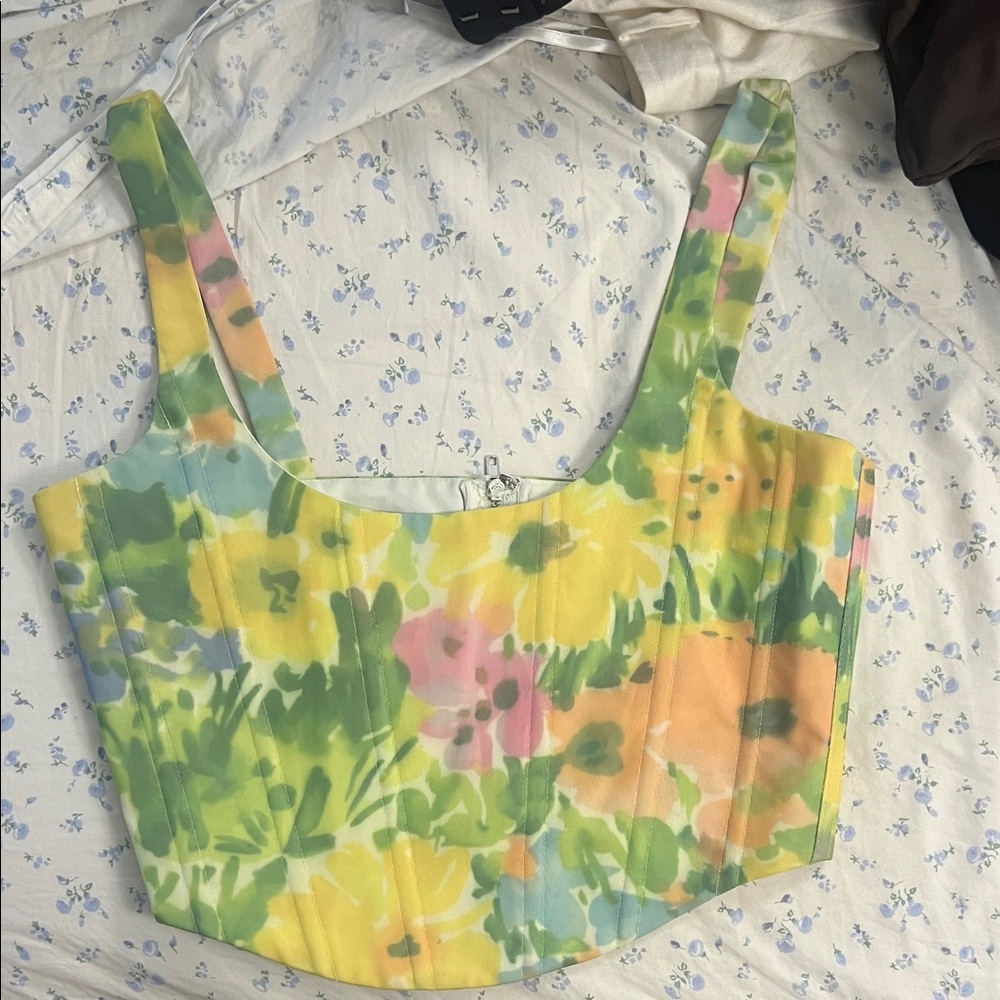 With Jean Floral Tank Top - Yellow, Green, Pink, Orange